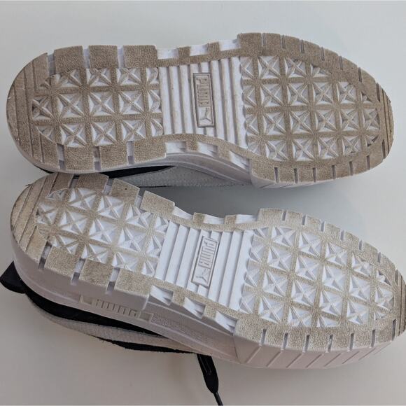 Puma Mayze Women's Chunky Platform Black White Leather Sneakers Trainer, Sz US 7 - Picture 8 of 10